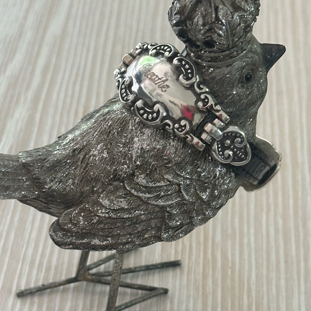 Brighton Leather and Silver watchband style bracelet.
